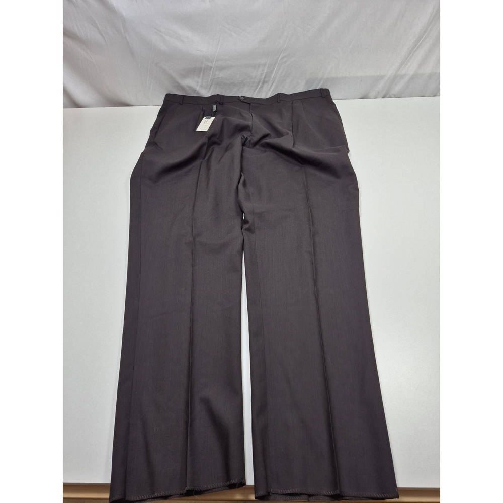 Mario Rossini Dress Pants Mens 52x36 Black Brown Pleated Unhemmed Italy FLAW